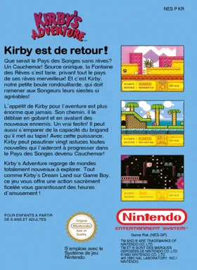 Kirby's Adventure (France) box cover back